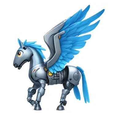 Metal Robot Pegasus with blue wings sticker