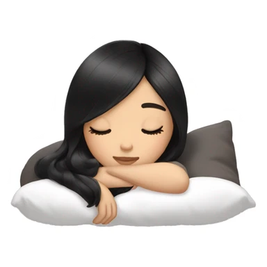 Coquette asian black hair girl sleeping  sticker