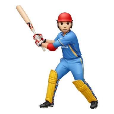 Right handed cricketer playing a straight drive shot with a cricket bat sticker
