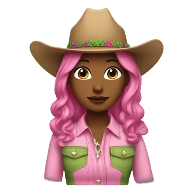 Alana wearing a pink and green cowgirl outfit  sticker