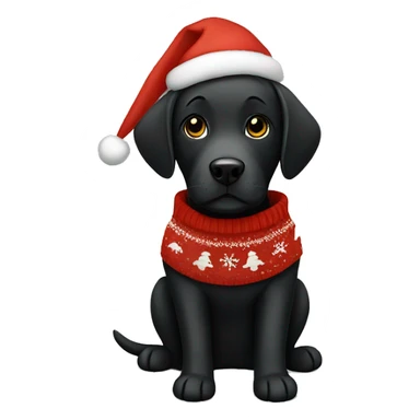 Black Labrador dog with a Christmas sweater  sticker