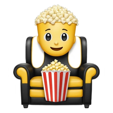 An emoji eating popcorn sitting on a recliner  sticker