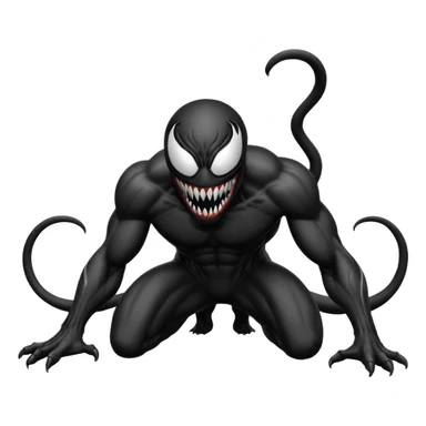 Venom character crawling, no chest logo, classic emoji look sticker