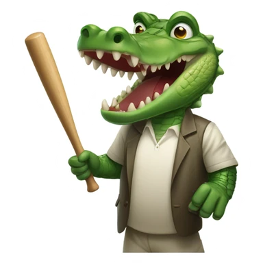 A crocodile playing cricket sticker