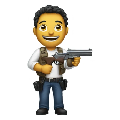 person happy with gun sticker