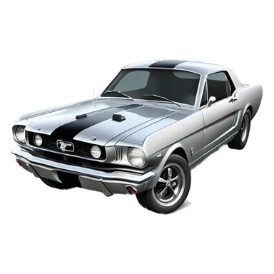 ssilver 1966 ford mustang coupe with black shelby hood scoop sticker