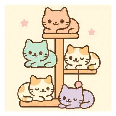 cats relaxing in a vertical playhouse sticker