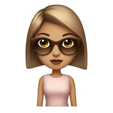 Girl with lightbrown straight hair,big eyelashes ,big doe eyes brown,Dressed fancy with sunglasses diva sticker
