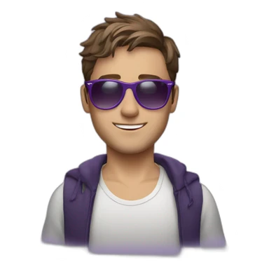 young brown hair white men purple party wearing ray-ban sticker