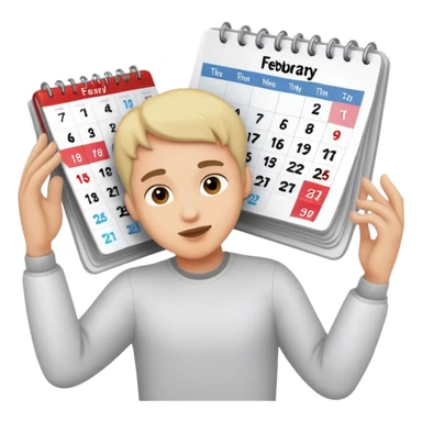 Flipping the calendar of February without guy sticker