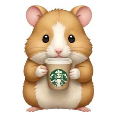 A hamster drinking starbucks sticker