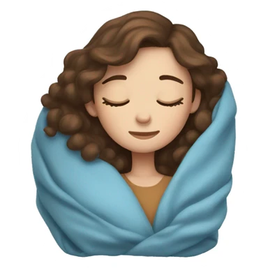 Girl with brown hair and freckles sleeping with a blue blanket sticker