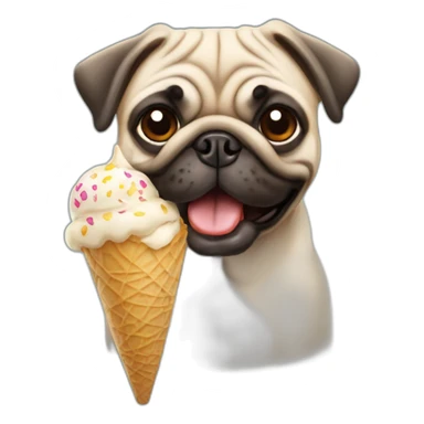 pug dog eating a ice cream sticker