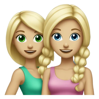 Two blonde girls shopping having fun one blue eyed and one green eyed  sticker