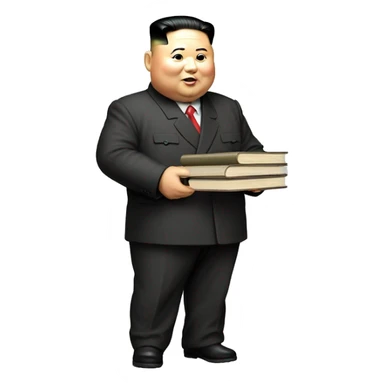 kim jong-un holding a stack of books sticker