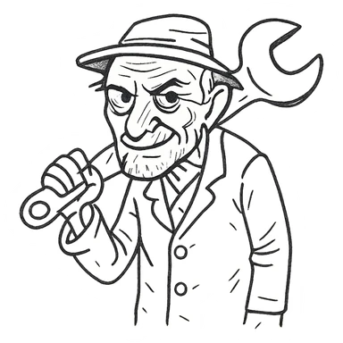 an old charismatic stalker with a big crescent wrench sticker