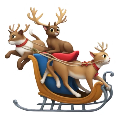Cat with reindeers in a sleigh  sticker