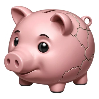 emoji of sad piggy bank, right view sticker