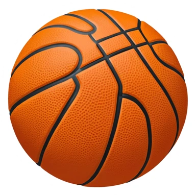 Cinematic Realistic image of a basketball rendered in vivid orange with a pebbled surface texture and crisp stitching details, set against a high-contrast backdrop that highlights its dynamic, sporty essence sticker