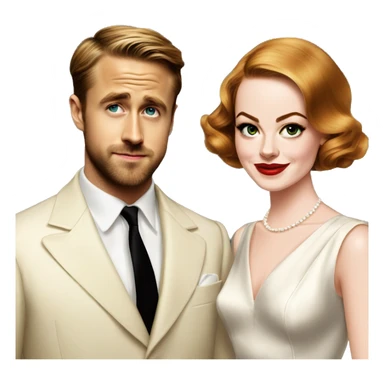 Ryan gosling and Emma stone 1940s party sticker