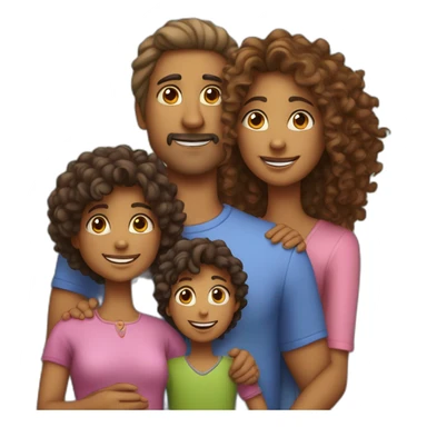 indian family with one daughter curly hair mom curly hair dad straight hair and one son straight hair and one dog sticker