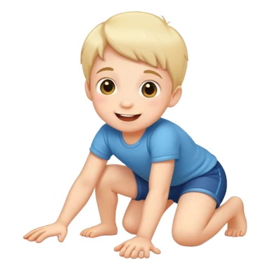 cheerful and cute child crawling on hands and knees sticker