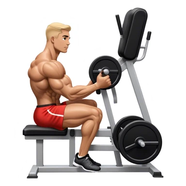 side-view bodybuilder seated weighted calf-raise machine sticker
