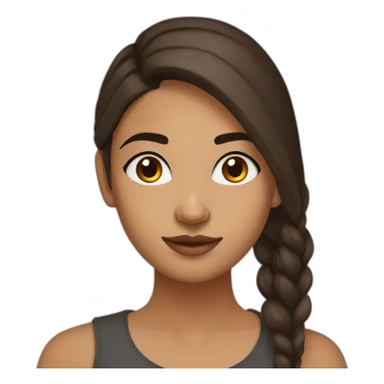 Indian young lady with oval face big brown eyes straight medium sized nose full lips widows peak long brown hair long eyelashes slightly angled eyebrows sticker