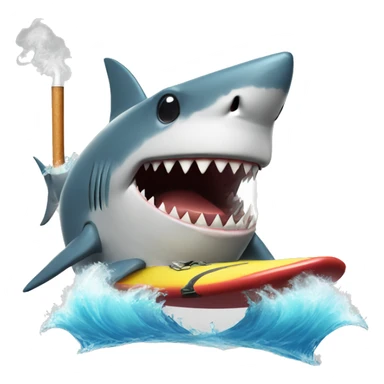 Shark surfing while smoking a cigarette and winking sticker