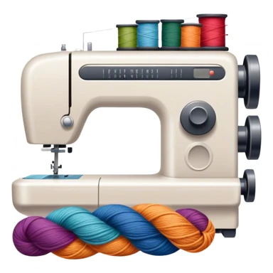 Weaving icon, visible shuttle, spools of yarn, fabric swatches, sewing patterns, and finished clothes, minimalistic style, clean lines, transparent background. sticker