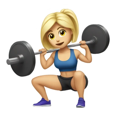 Blonde girl doing squats with barbell sticker