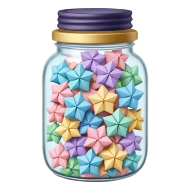 small jar overflowing with pastel origami lucky stars sticker