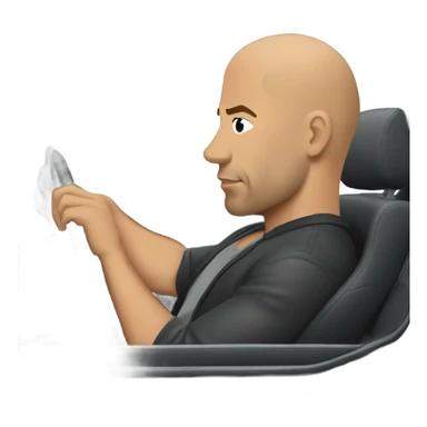 Vin Diesel in profile driving a car sticker