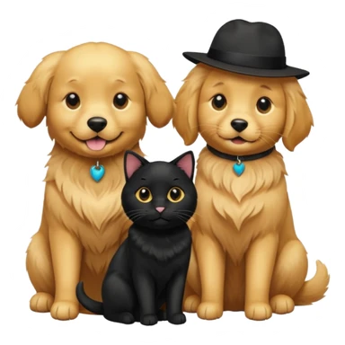 Golden retriever and black cat  sticker