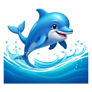 Cinematic Adorably Playful Dolphin Portrait Emoji, Bouncing joyfully through sparkling turquoise waves with a sleek, streamlined body of glossy blue skin, a wide, infectious smile, and bright, twinkling eyes that radiate pure delight, Simplified yet charmingly exuberant features, highly detailed, glowing with a radiant, bubbly aquatic glow, high shine, energetic and heartwarming, stylized with an air of whimsical ocean fun, soft glowing outline, capturing the essence of a super cute dolphin that seems ready to leap out of the screen spreading joy! sticker