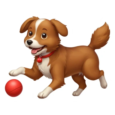 happy dog running after ball sticker