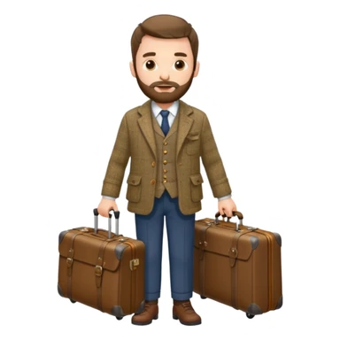 SCOTTISH MAN WITH STUBBLE BEARD TRAVELLING WITH SUITCASE AND BAGS sticker