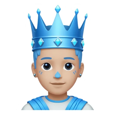 boy neon cyberpunk light blue happy crown white and blue sticker