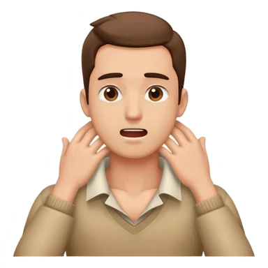 A guy with his hands around his neck crashing out sticker