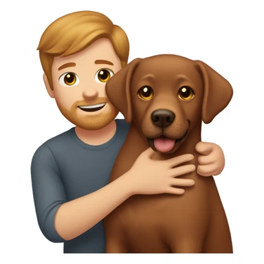 Red Labrador giving brown haired man a hug sticker