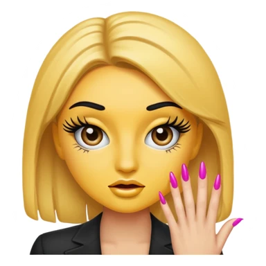 Girlboss emoji with exaggerated lashes and nails sticker