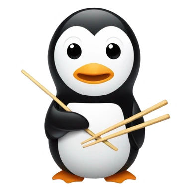 Penguin eating with chopsticks  sticker