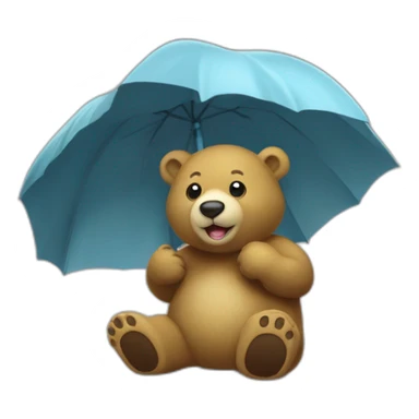 Chat dans les bras d’un ours avec un parapluie sticker