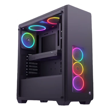 gaming PC tower with RGB lighting sticker