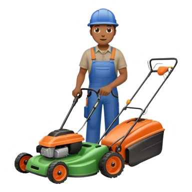 Maintenance worker
with lawnmower, full body sticker