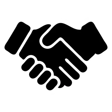 handshake, solid black fill, minimalist silhouette, rounded shapes, single line thickness, urban theme sticker