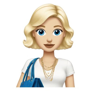 Blonde Chanel white Girl blue eyes with Birkin bag and Chanel necklace sticker