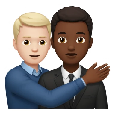 A white man slapping a black man sticker