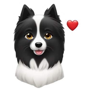 Japanese spitz dog white hug black hair girl heart sticker