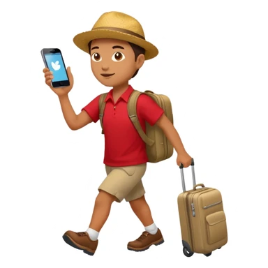 Tourist Character in Red Shirt Moving with purpose through the terminal. sticker